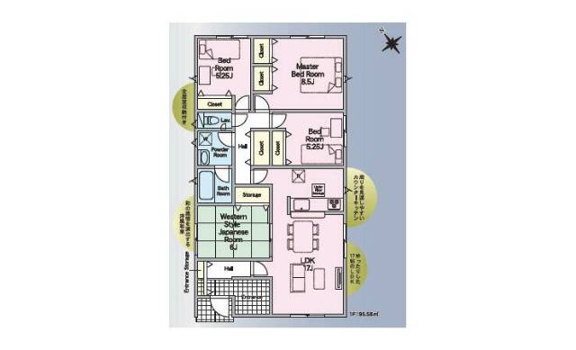 都城市都北町　新築建売3号棟　2388万円　4LDK　平屋　