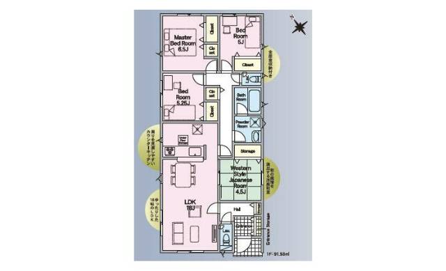 都城市都北町　新築建売2号棟　2388万円　4LDK　平屋　